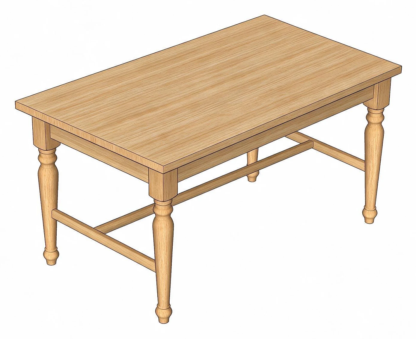 3D-модель обеденного стола из дуба в SketchUp